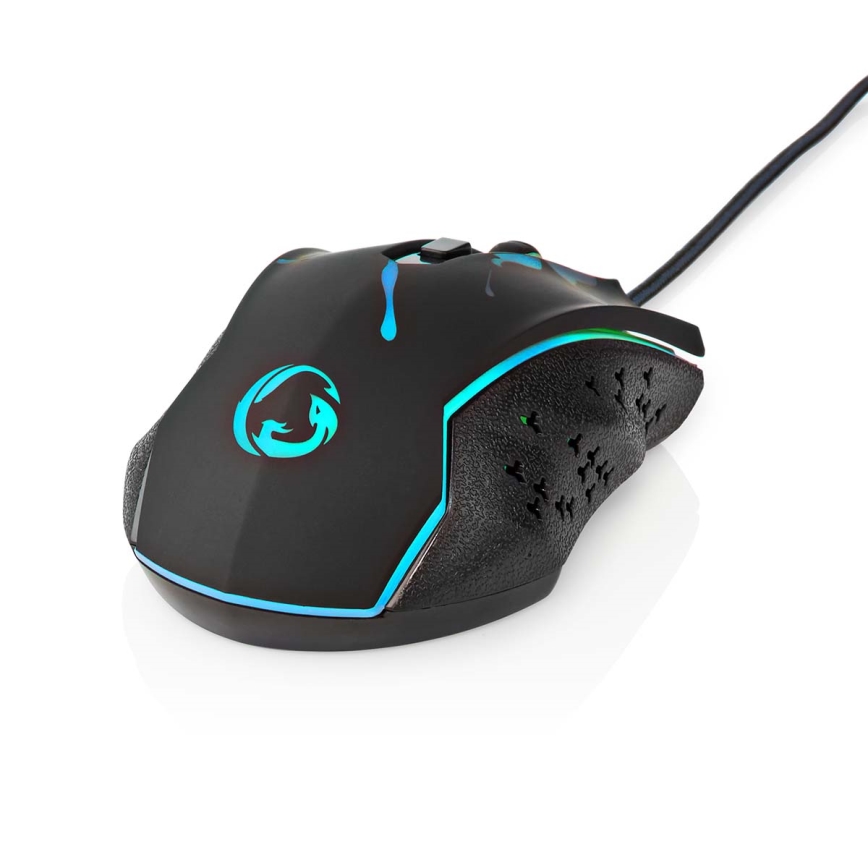 Mouse da gioco LED 1200/1800/2400/3600 DPI 6 pulsanti nero