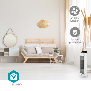 Ventilatore con un elemento riscaldante in ceramica Smartlife 1400/2000W/230V Wi-Fi Tuya + telecomando