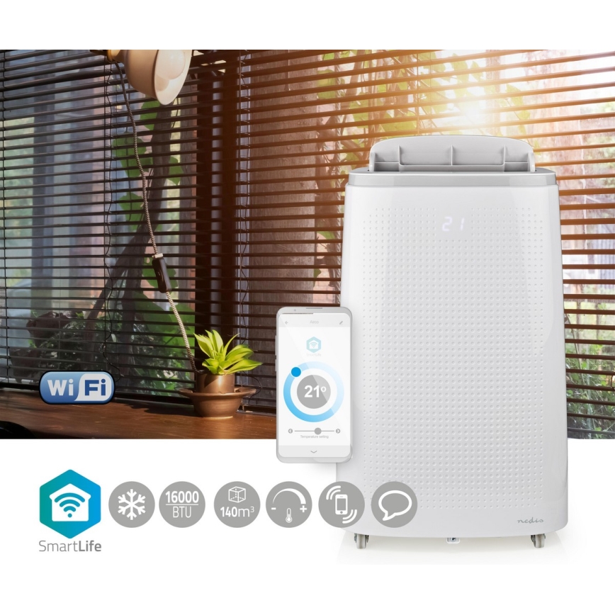 Condizionatore d'aria mobile Smart 3in1 comprensivo di accessori completi 1800W/230V 16000 BTU Wi-Fi + telecomando