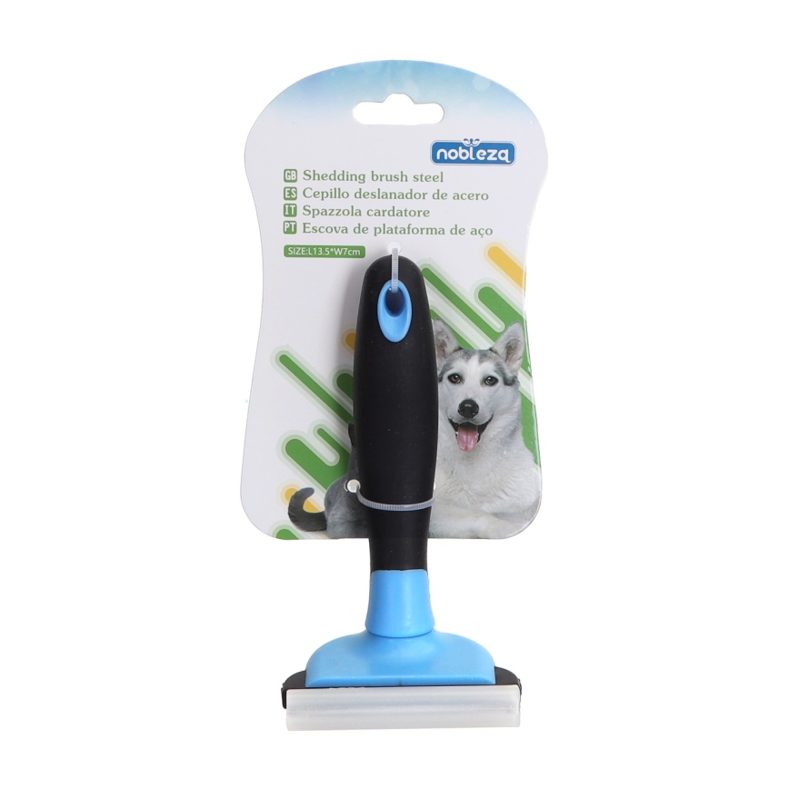 Nobleza - Spazzola per cani e gatti blu 7 cm