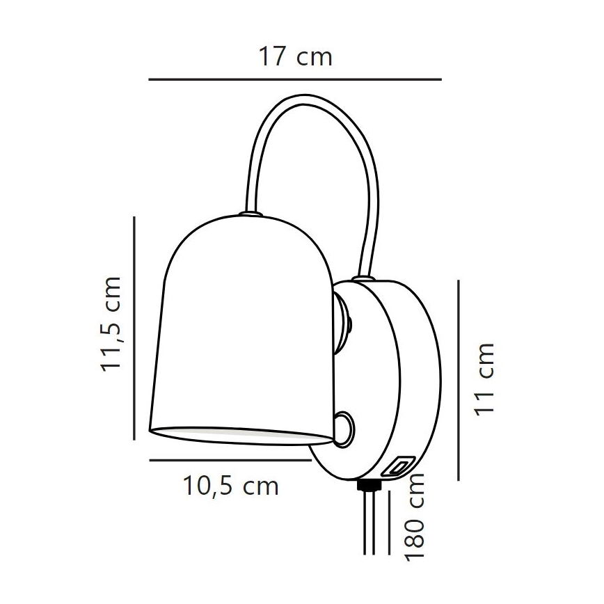 Nordlux - Faretto da parete con USB port ANGLE 1xGU10/25W/230V bianco