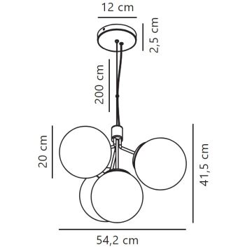 Nordlux - Lampadario a sospensione con filo IVONA 4xE27/28W/230V nero