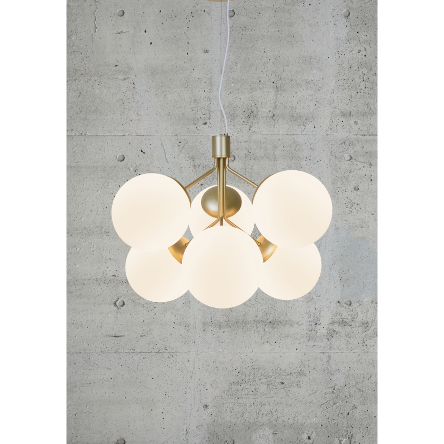 Nordlux - Lampadario a sospensione con filo IVONA 6xE27/28W/230V oro