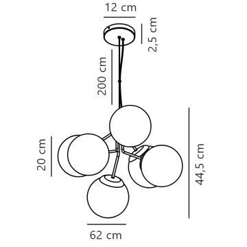 Nordlux - Lampadario a sospensione con filo IVONA 6xE27/28W/230V oro