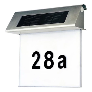 Numero civico solare LED LED/2x0,07W/2,4V IP44 - certificato FSC