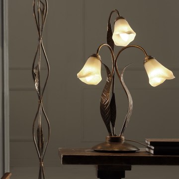 ONLI - Lampada da tavolo ALGA 3xE14/6W/230V 61 cm bronzo