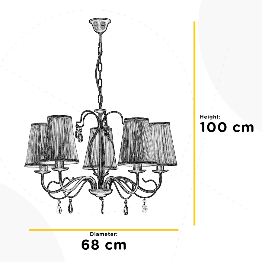 ONLI - Lampadario a sospensione con catena DELIA 5xE14/6W/230V