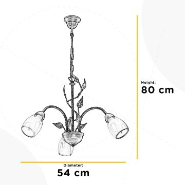 ONLI - Lampadario a sospensione con catena LILIANA 3xE14/6W/230V