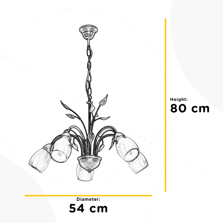 ONLI - Lampadario a sospensione con catena LILIANA 5xE14/6W/230V