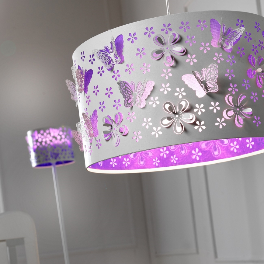 ONLI - Lampadario per bambini TITILLA 1xE27/22W/230V viola/bianco