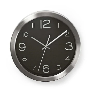 Orologio da muro 1xAA/1,5V acciaio inossidabile 30 cm nero