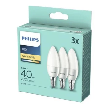 PACK 3x Lampadine LED Philips B35 E14/5.5W/230V 2,700K