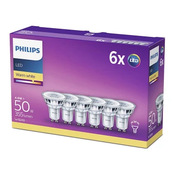 PACK 6x Lampadina LED Philips GU10/4,6W/230V 2700K