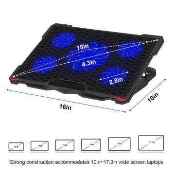 Pad di raffreddamento per laptop 5x ventole 2xUSB nero