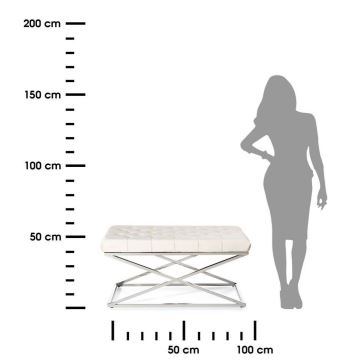 Panca trapuntata SALIBA 50x97 cm cromo/crema