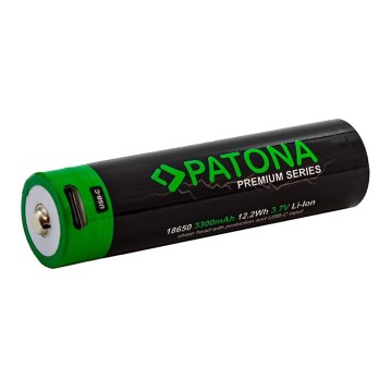PATONA - Accumulatore 18650 Li-lon 3350mAh PREMIUM 3,7V con USB-C di ricarica