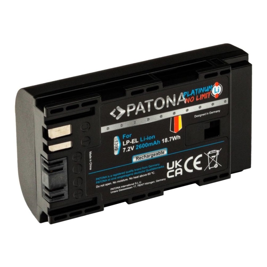 PATONA - Accumulatore Canon LP-EL 2600mAh Li-Ion Platinum per photoflash Speedlite EL-1