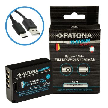 PATONA - Accumulatore Fuji NP-W126S 1050mAh Li-Ion Platinum USB-C di ricarica