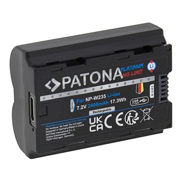 PATONA - Accumulatore Fuji NP-W235 2400mAh Li-Ion Platinum USB-C di ricarica X-T4