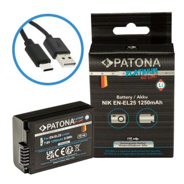 PATONA - Accumulatore Nikon EN-EL25 1250mAh Li-Ion Platinum USB-C di ricarica