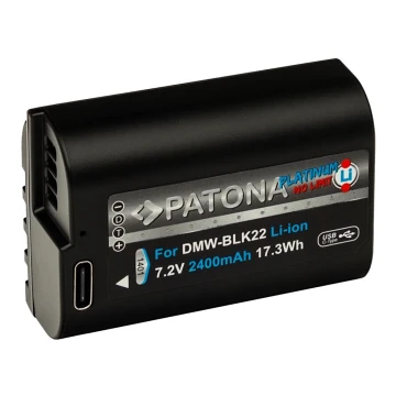 PATONA - Accumulatore Panasonic DMW-BLK22 2400mAh Li-Ion Platinum USB-C di ricarica