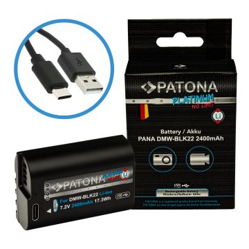 PATONA - Accumulatore Panasonic DMW-BLK22 2400mAh Li-Ion Platinum USB-C di ricarica