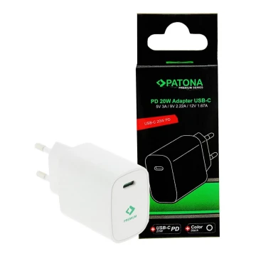 PATONA - Adattatore di ricarica USB-C Power delivery 20W/230V bianco