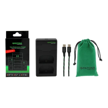 PATONA - Caricabatterie rapido Dual Canon LP-E6 + cavo USB-C 0,6m