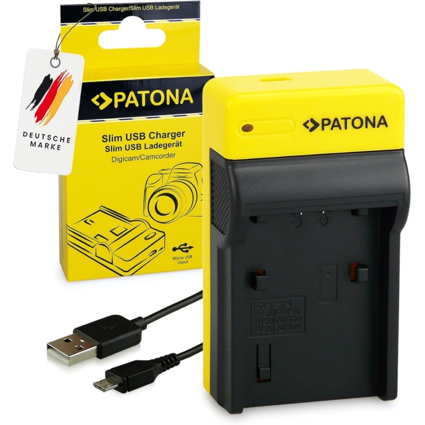 PATONA - Caricatore Foto Sony NP-FP50/NP-FH50/70 slim,USB