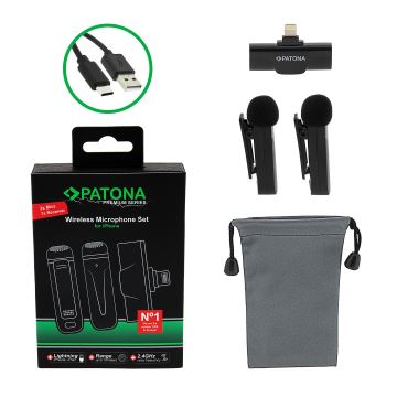 PATONA - SET 2x Microfono wireless con clip per iPhone USB-C 5V