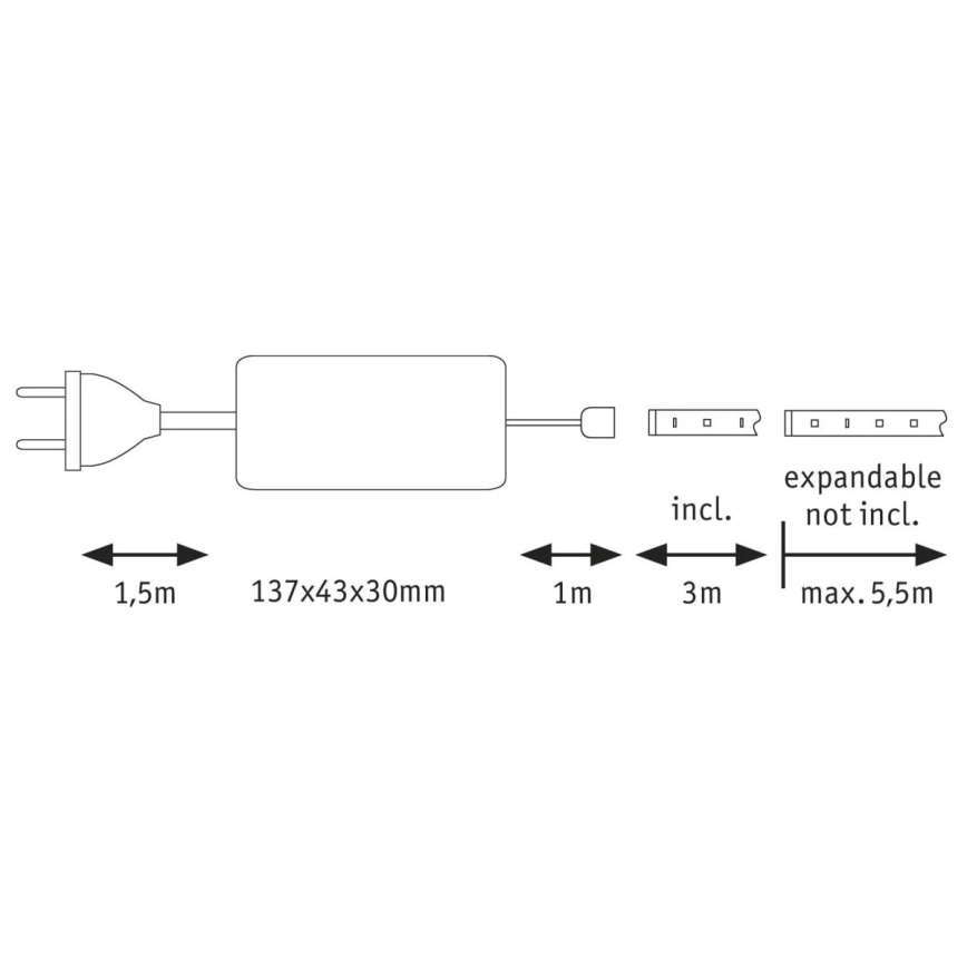 Paulmann 70666 - LED/20W IP44 Bathroom striscia MAXLED 3m 230V