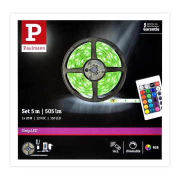 Paulmann 78978 - Striscia LED RGB/20W dimmerabile SIMPLED 5m 230V + TC