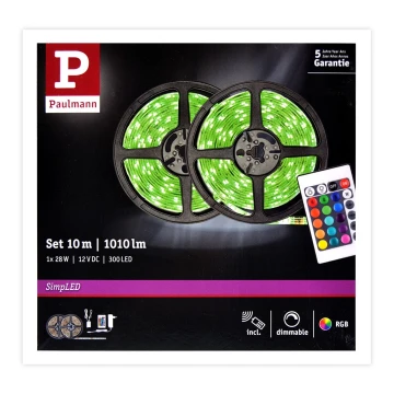 Paulmann 78980 - Striscia LED RGB/28W dimmerabile SIMPLED 10m 230V + TC