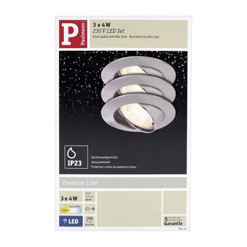 Paulmann 92533 - SADA 3x LED koupelnové podhledové svítidlo PREMIUM LINE 3xGU10-LED/4W/230V