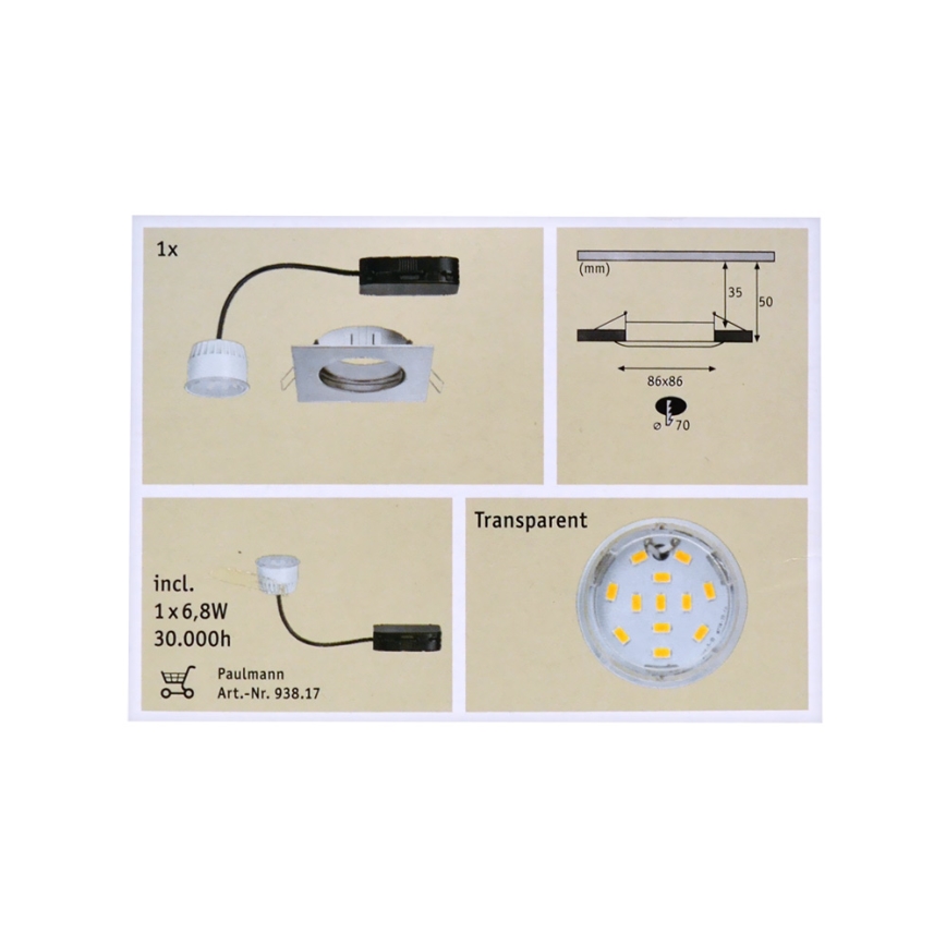 Paulmann 92761 - Lampada LED da incasso per bagni COIN LED/6,8W/230V