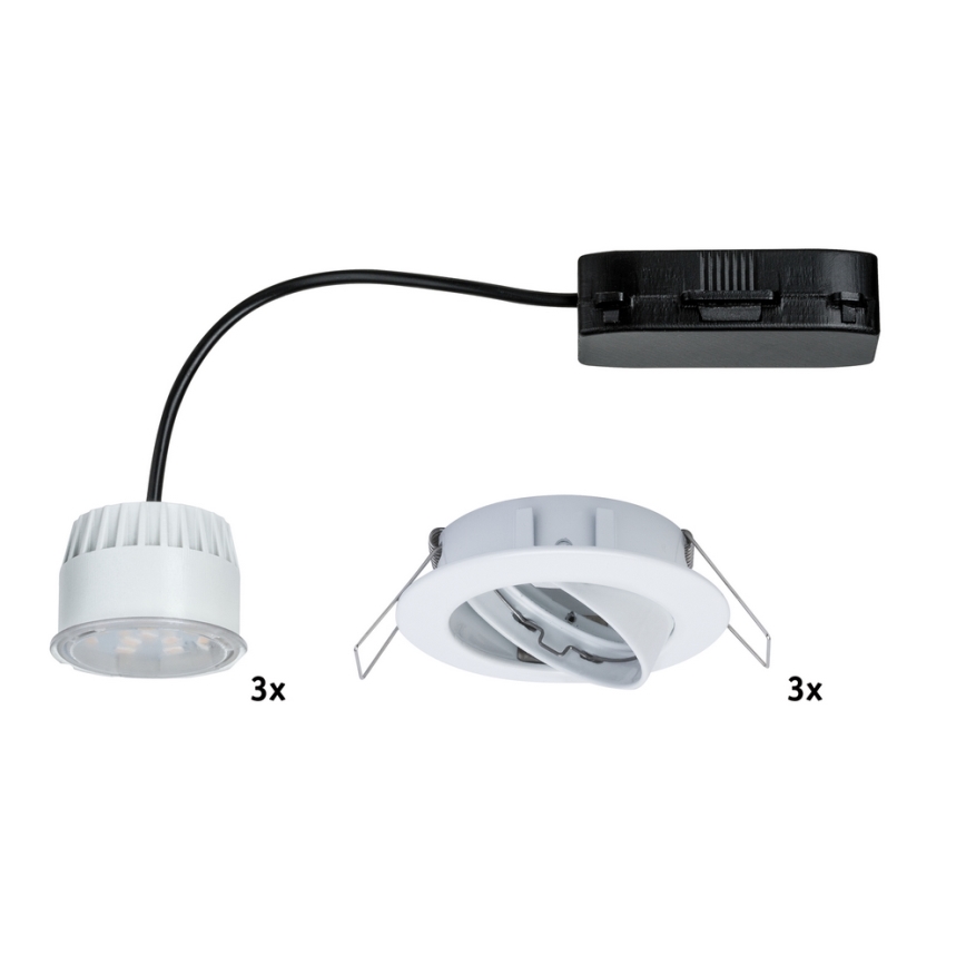 Paulmann 92765 - KIT 3x Lampada LED da incasso COIN 3xLED/6,8W/230V bianco