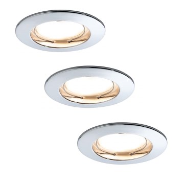 Paulmann 92829 - SET 3x LED/6,8W IP44 Lampada da bagno da incasso dimmerabile COIN 230V