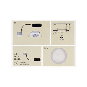 Paulmann 92830 - LED/7W IP23 Lampada da incasso dimmerabile per bagni COIN 230V