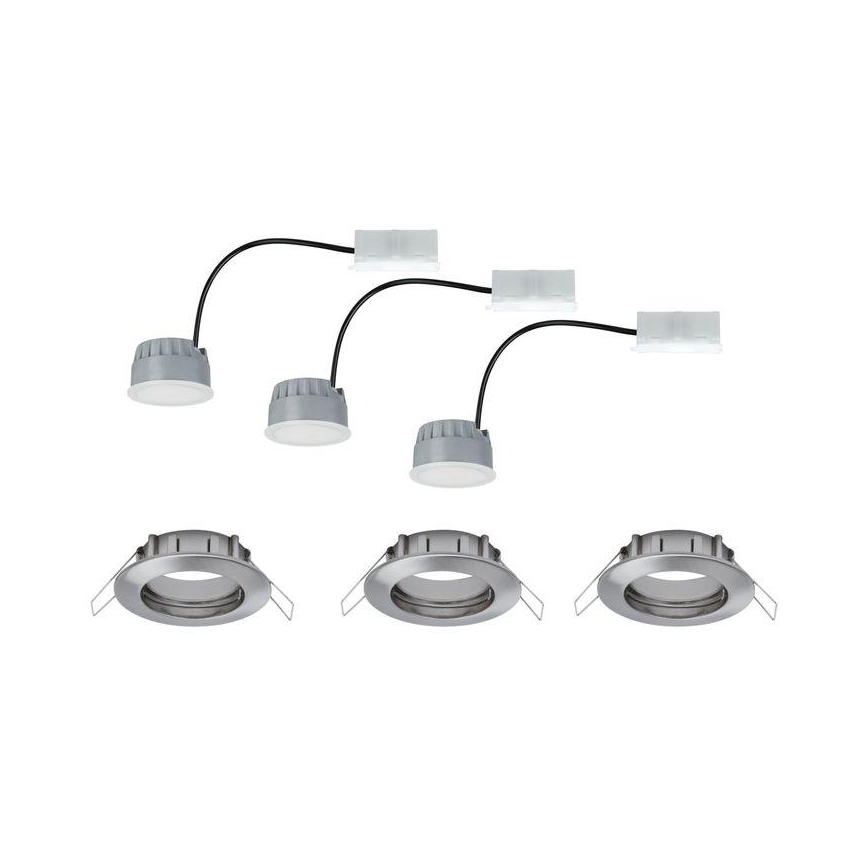 Paulmann 93958 - SET 3x LED/6,8W IP44 Lampada da incasso dimmerabile per bagni COIN 230V