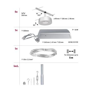 Paulmann 94475 - SET 5xLED/5W Faretto per sistema a binario CIRCLE 230V cromo opaco