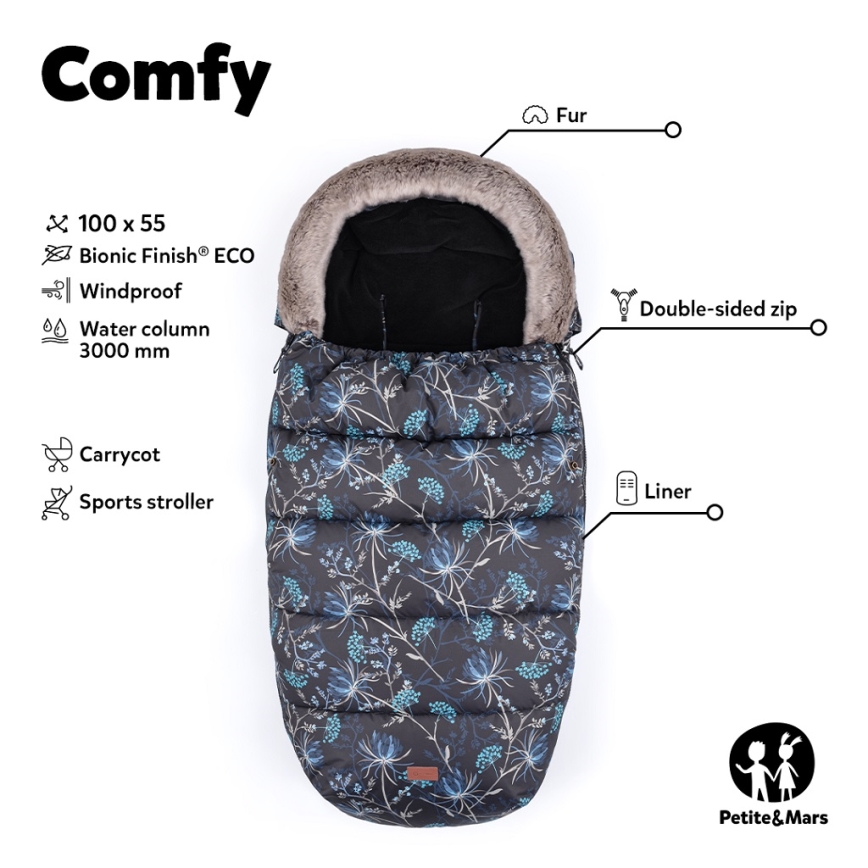 PETITE&MARS - Coprigambe per bambini 4in1 COMFY Fancy Dream blu/bianco