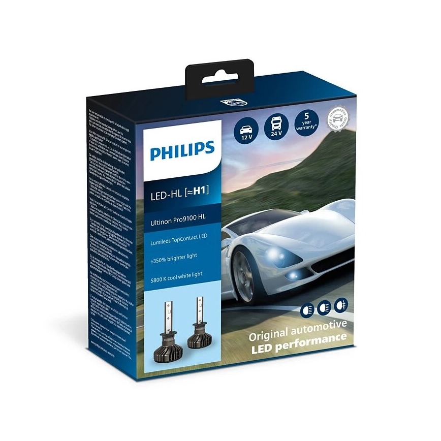 Philips 11258U91X2 - SET 2x LED Lampadine auto Ultinon Pro9100 H1 P14,5s/13,2W/12/24V 5800K