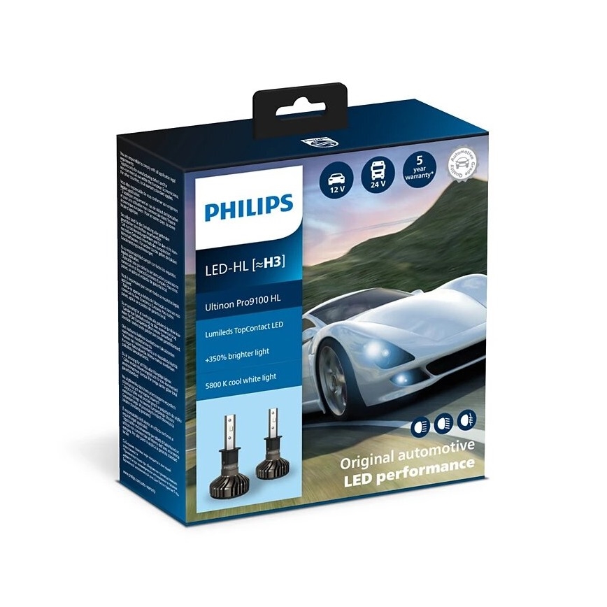 Philips 11336U91X2 - SET 2x LED Lampadine auto Ultinon Pro9100 H3 PK22s/13,2W/12/24V 5800K