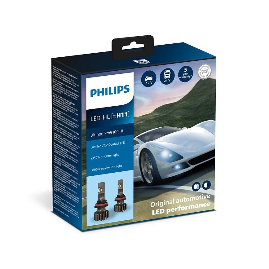 Philips 11362U91X2 - SET 2x LED Lampadine auto Ultinon 9100 H11 PGJ19-2/13,2W/12/24V 5800K