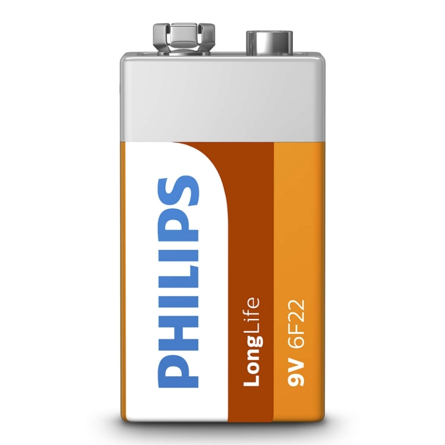 Philips 6F22L1B/10 - Batteria al cloruro di zinco 6F22 LONGLIFE 9V 150mAh