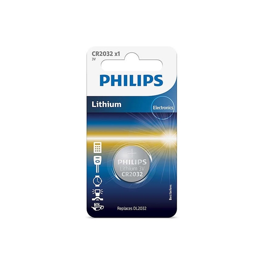 Philips CR2032/01B - Batteria a bottone al litio CR2032 MINICELLS 3V 240mAh