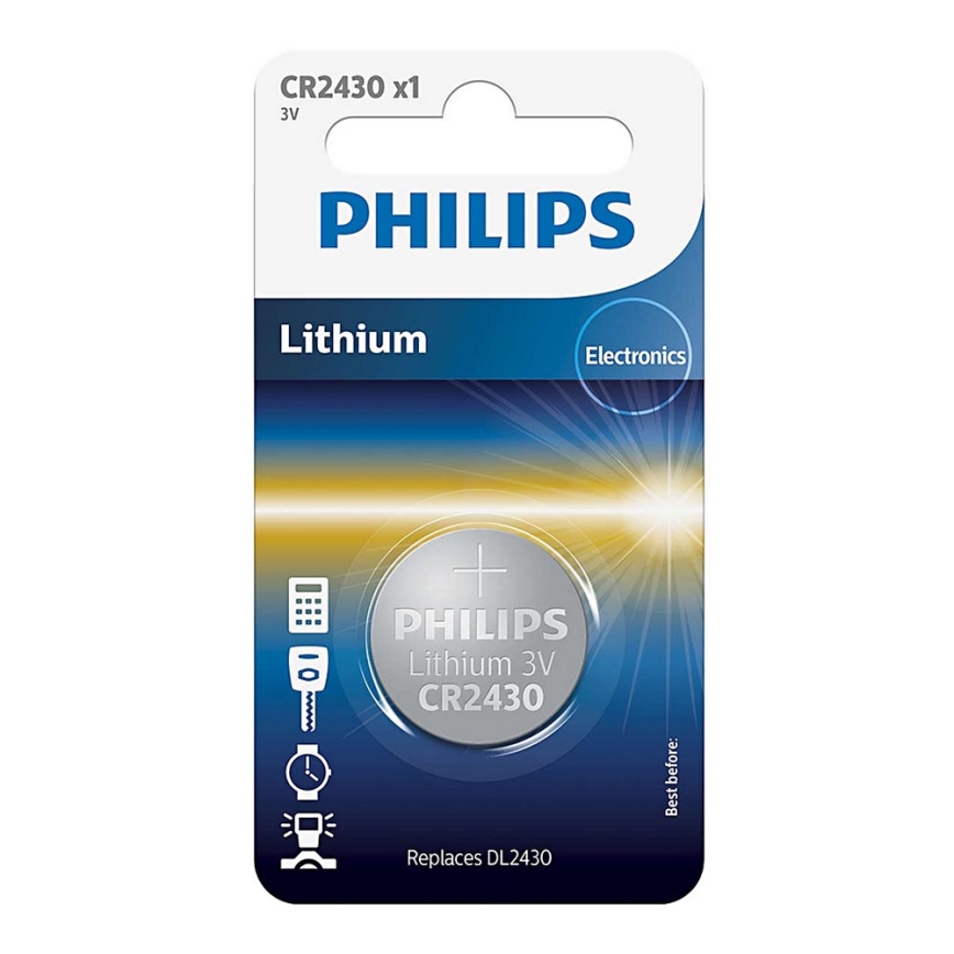 Philips CR2430/00B - Batteria a bottone al litio CR2430 MINICELLS 3V 300mAh