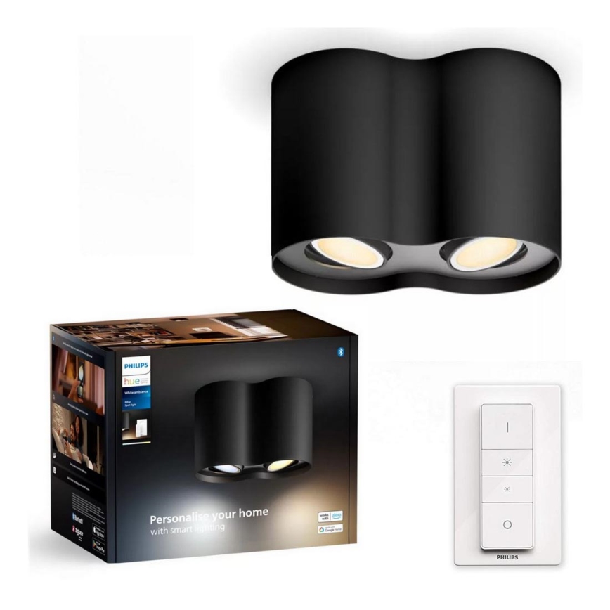 Philips - Faretto LED dimmerabile Hue PILLAR 2xGU10/4,2W/230V 2200-6500K + telecomando nero