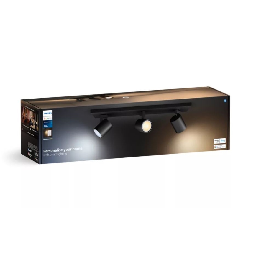 Philips - Faretto LED dimmerabile Hue RUNNER 3xGU10/4,2W/230V 2200-6500K + telecomando nero