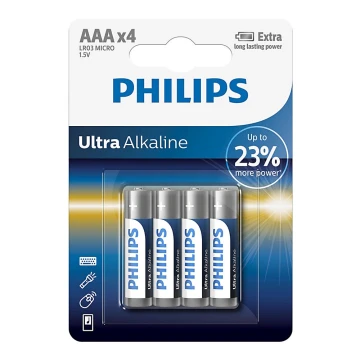 Philips LR03E4B/10 - 4 pz Batteria alcalina AAA ULTRA ALKALINE 1,5V 1250mAh